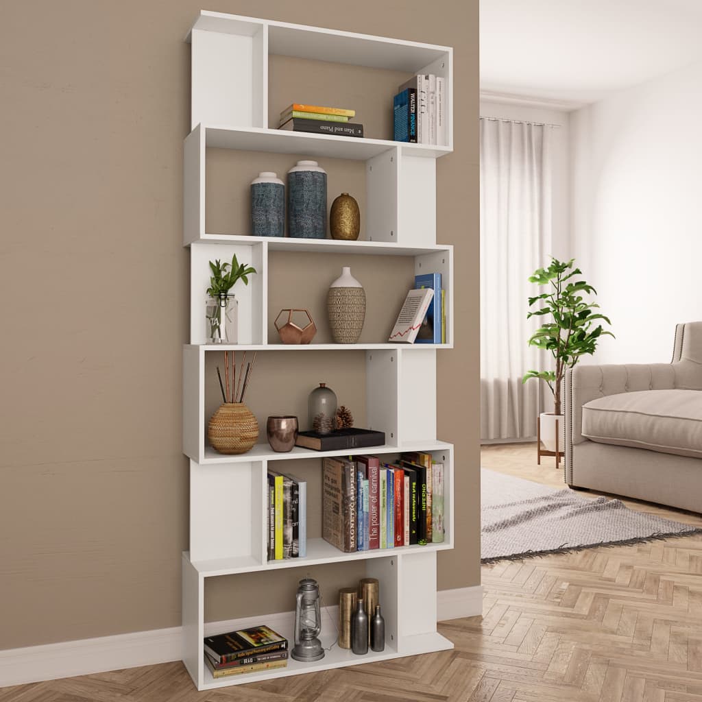 Bibliotecă/Separator Cameră, Alb Extralucios, 80X24X192 Cm, Pal