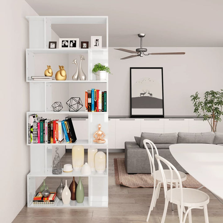 Bibliotecă/Separator Cameră, Alb Extralucios, 80X24X192 Cm, Pal