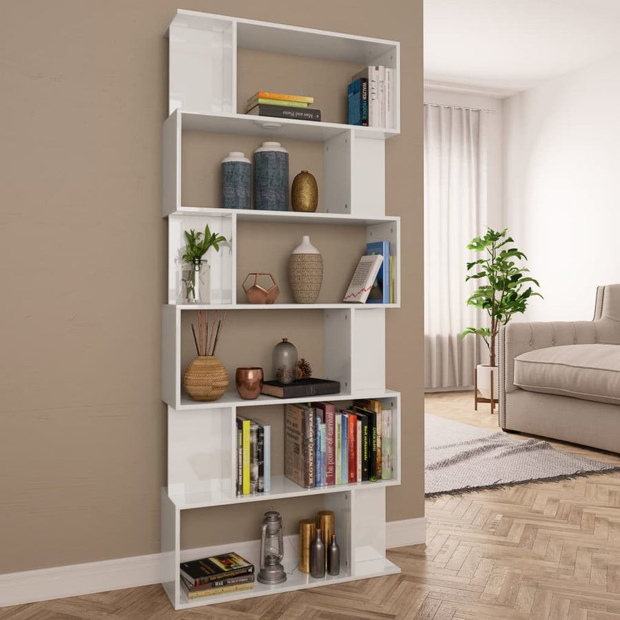 Bibliotecă/Separator Cameră, Alb Extralucios, 80X24X192 Cm, Pal