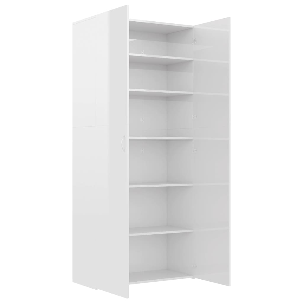 Pantofar, Alb Extralucios, 80X35,5X180 Cm, Lemn Prelucrat