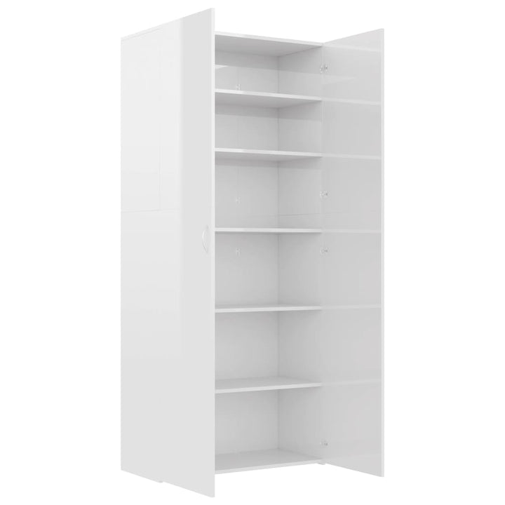 Pantofar, Alb Extralucios, 80X35,5X180 Cm, Lemn Prelucrat