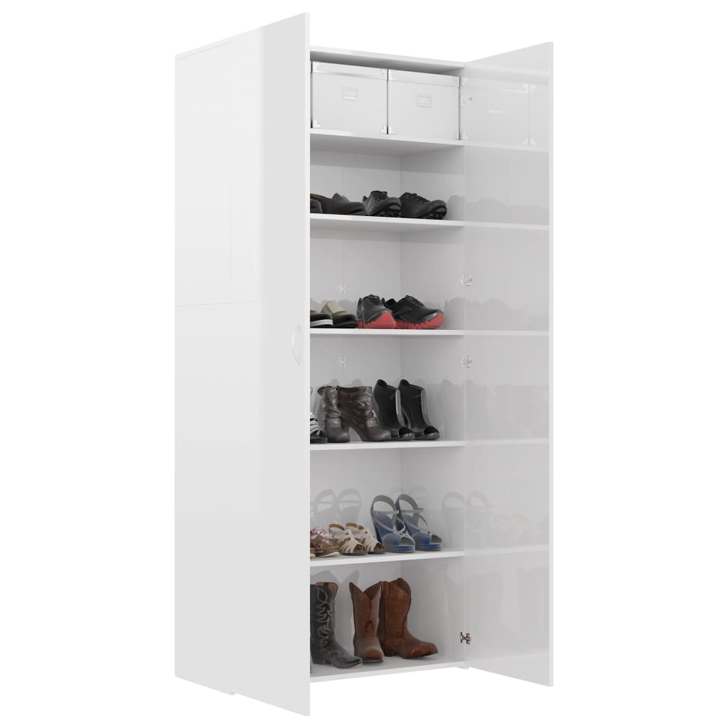 Pantofar, Alb Extralucios, 80X35,5X180 Cm, Lemn Prelucrat