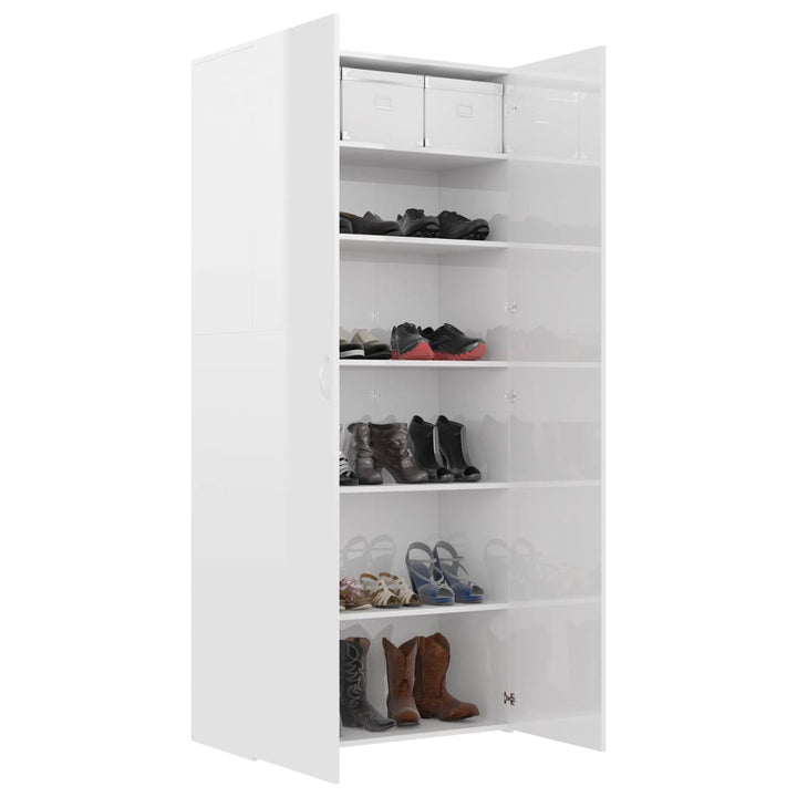 Pantofar, Alb Extralucios, 80X35,5X180 Cm, Lemn Prelucrat