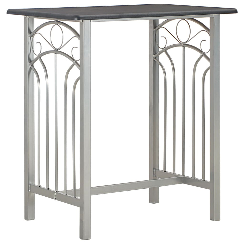 Set Mobilier De Bar, 3 Piese, Negru, Lemn Și Oțel
