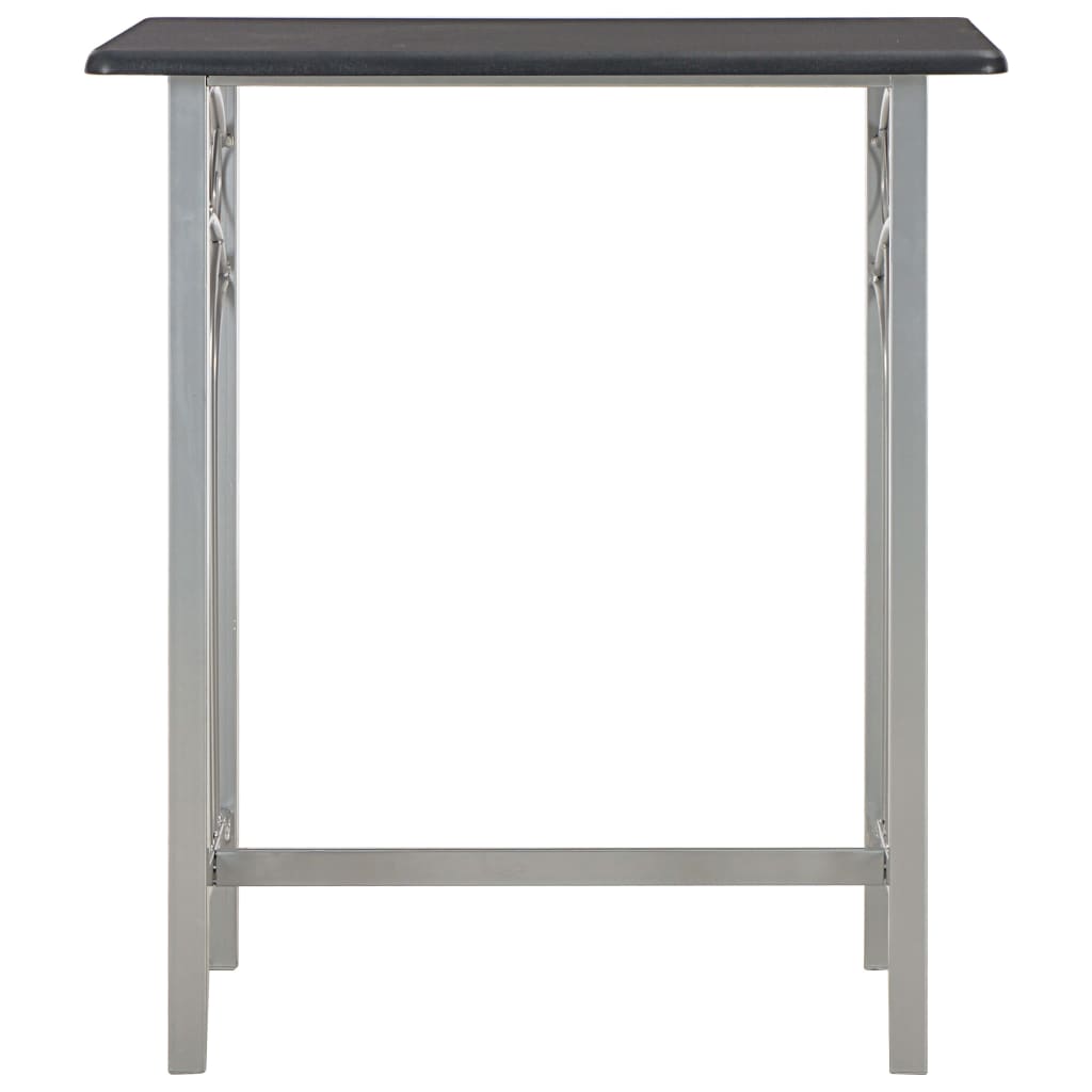 Set Mobilier De Bar, 3 Piese, Negru, Lemn Și Oțel