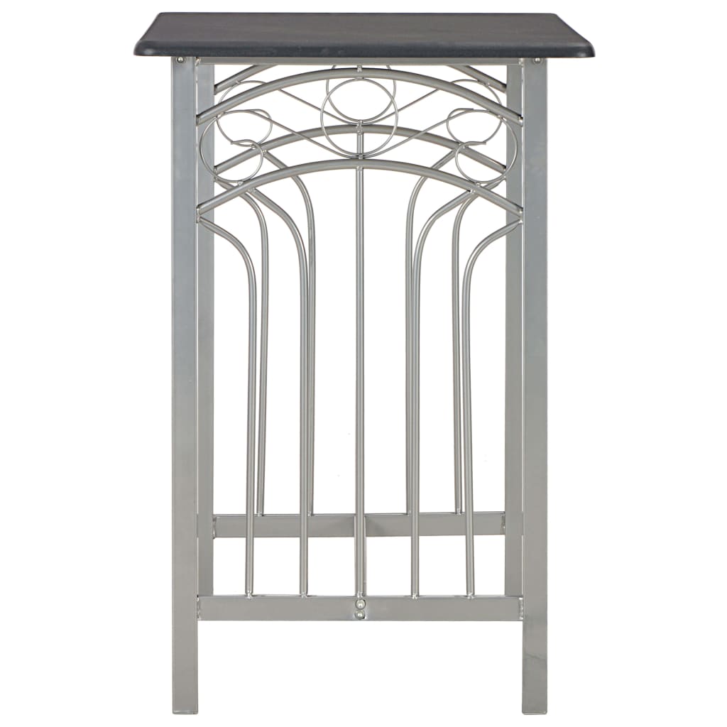 Set Mobilier De Bar, 3 Piese, Negru, Lemn Și Oțel