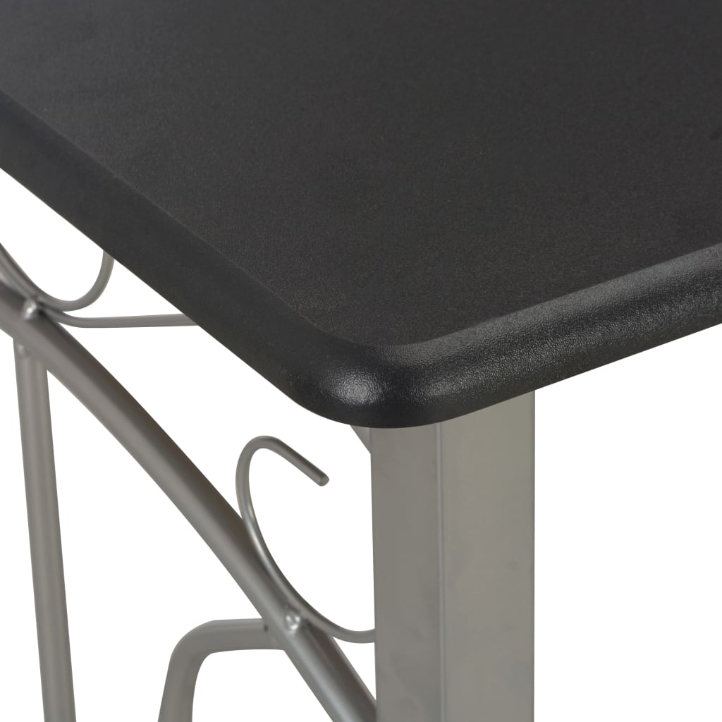 Set Mobilier De Bar, 3 Piese, Negru, Lemn Și Oțel