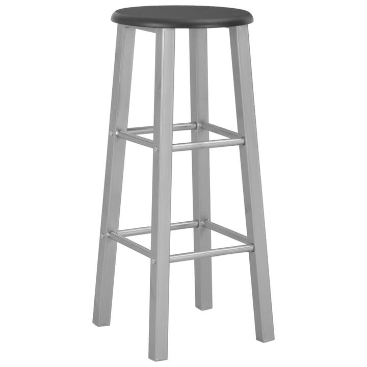 Set Mobilier De Bar, 3 Piese, Negru, Lemn Și Oțel