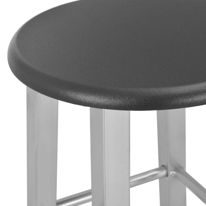 Set Mobilier De Bar, 3 Piese, Negru, Lemn Și Oțel