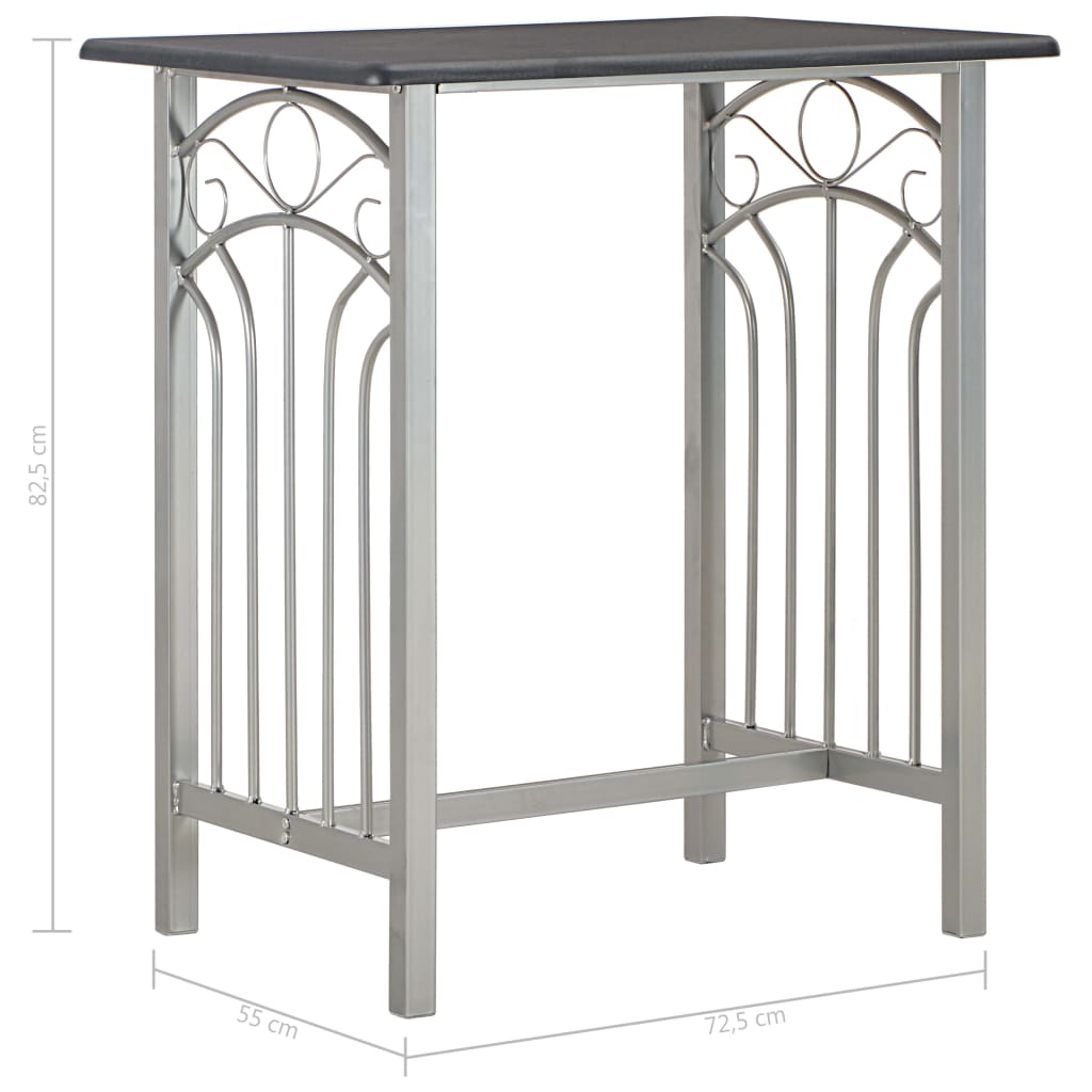 Set Mobilier De Bar, 3 Piese, Negru, Lemn Și Oțel