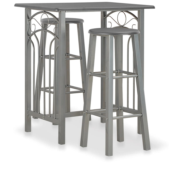 Set Mobilier De Bar, 3 Piese, Negru, Lemn Și Oțel