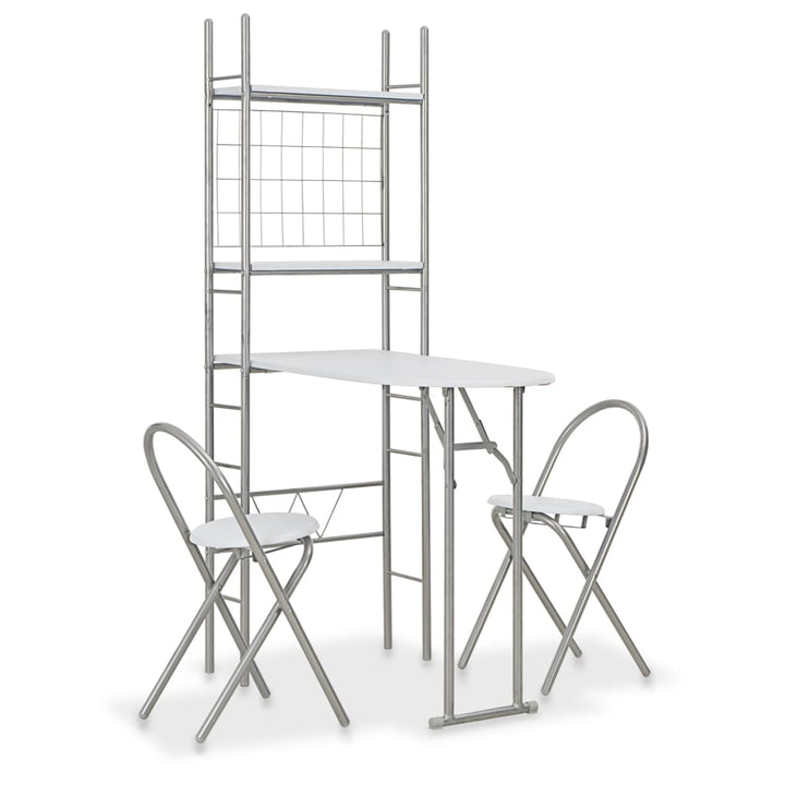 Set Mobilier Bucătărie Cu Depozitare, 3 Piese, Alb, Mdf Și Oțel