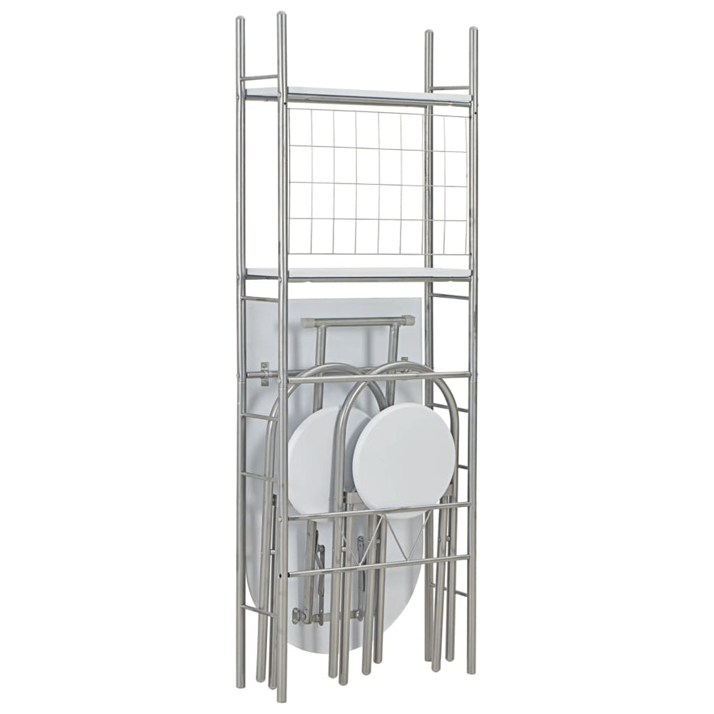Set Mobilier Bucătărie Cu Depozitare, 3 Piese, Alb, Mdf Și Oțel
