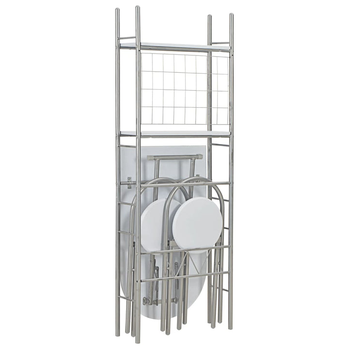 Set Mobilier Bucătărie Cu Depozitare, 3 Piese, Alb, Mdf Și Oțel