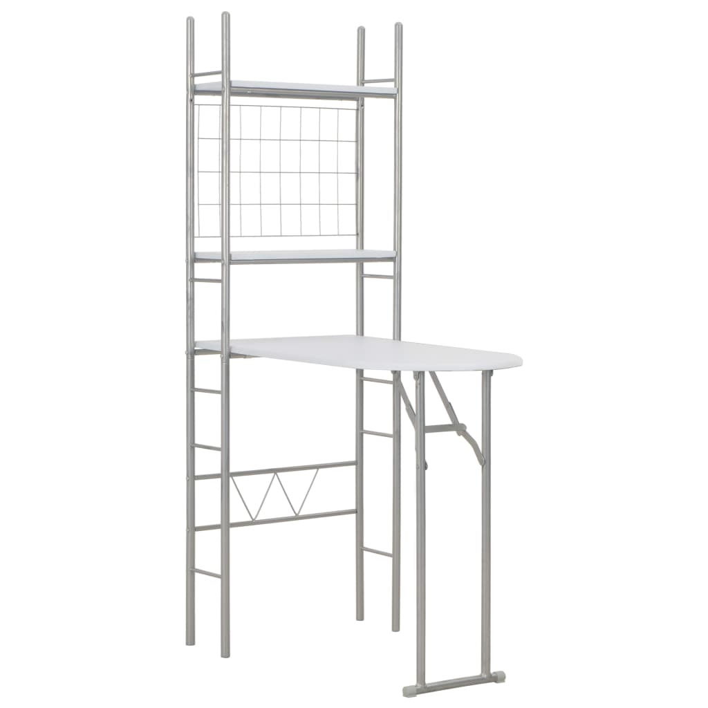 Set Mobilier Bucătărie Cu Depozitare, 3 Piese, Alb, Mdf Și Oțel