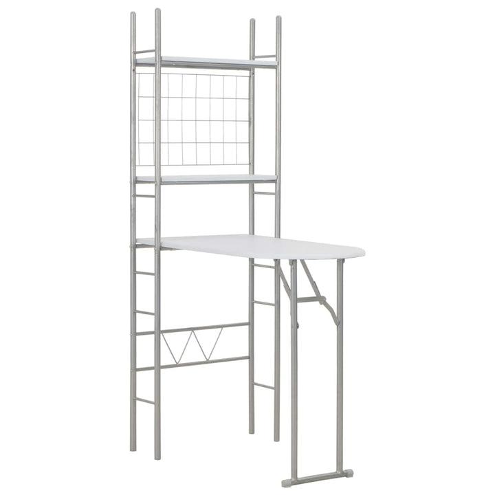 Set Mobilier Bucătărie Cu Depozitare, 3 Piese, Alb, Mdf Și Oțel