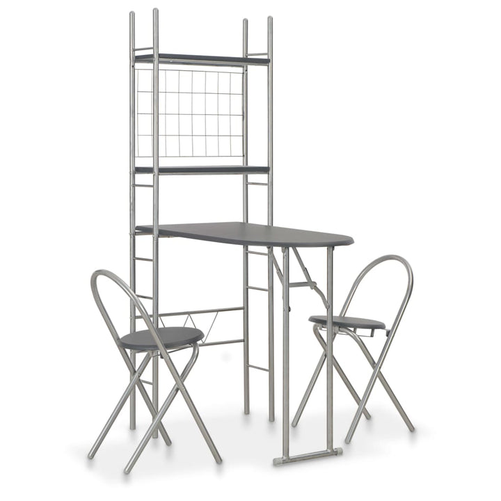 Set Mobilier Bucătărie Cu Depozitare, 3 Piese, Alb, Mdf Și Oțel