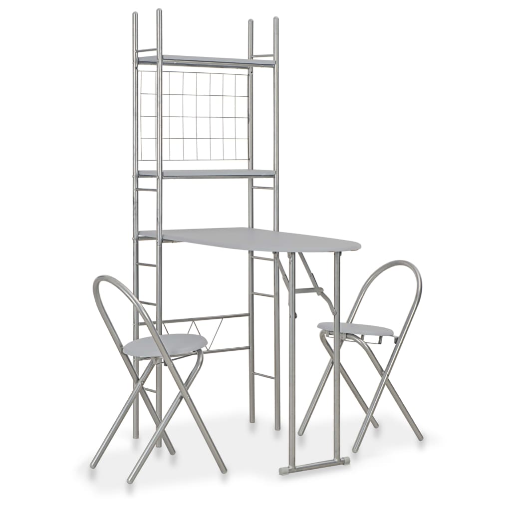 Set Mobilier Bucătărie Cu Depozitare, 3 Piese, Alb, Mdf Și Oțel