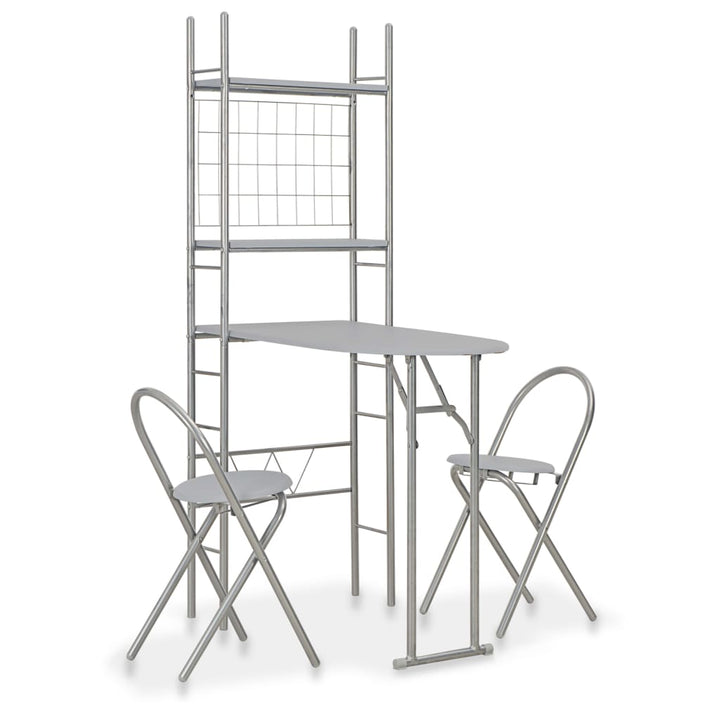 Set Mobilier Bucătărie Cu Depozitare, 3 Piese, Alb, Mdf Și Oțel