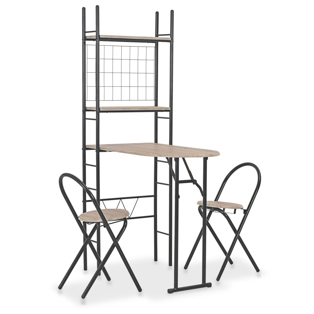 Set Mobilier Bucătărie Cu Depozitare, 3 Piese, Alb, Mdf Și Oțel