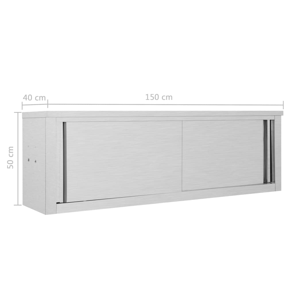 Dulap Perete Bucătărie Uși Glisante 150X40X50Cm Oțel Inoxidabil