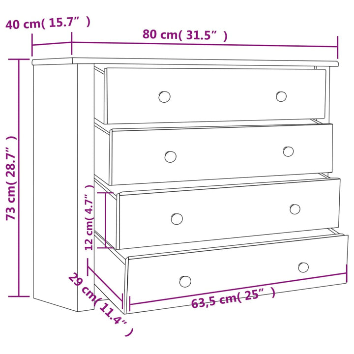 Dulap Lateral, 80 X 40 X 73 Cm, Gama Pin De Panama