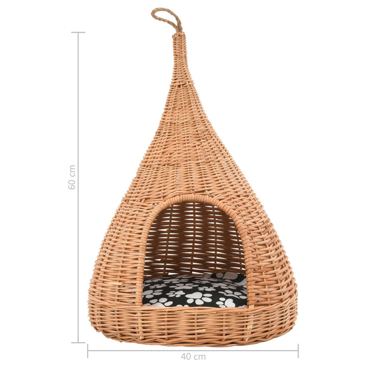 Casă Pentru Pisici Cu Pernă, 40X60 Cm, Salcie Ă, Teepee