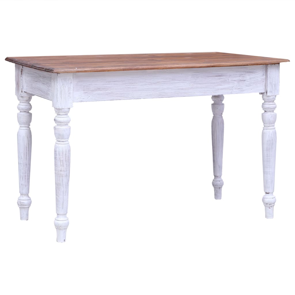 Birou Cu Sertare, Alb, 117X57X75 Cm, Lemn Masiv De Mahon