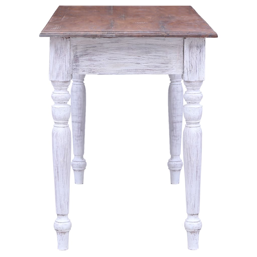 Birou Cu Sertare, Alb, 117X57X75 Cm, Lemn Masiv De Mahon