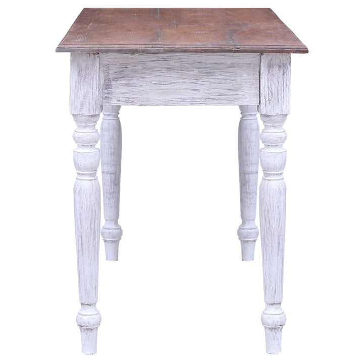 Birou Cu Sertare, Alb, 117X57X75 Cm, Lemn Masiv De Mahon