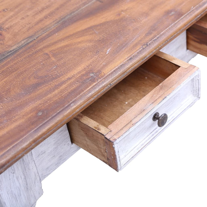 Birou Cu Sertare, Alb, 117X57X75 Cm, Lemn Masiv De Mahon