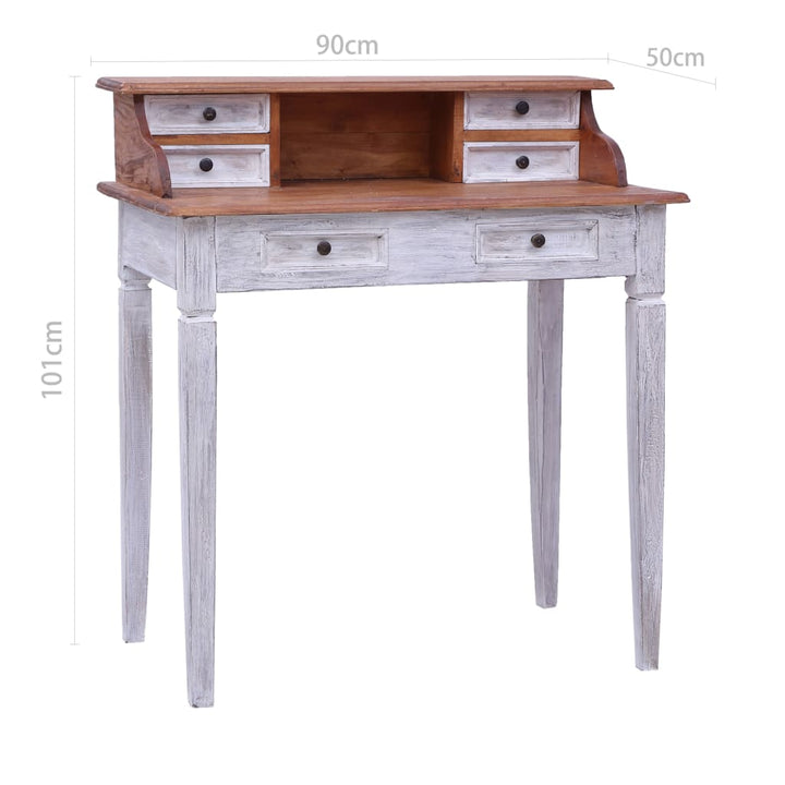 Birou De Scris Cu Sertare, 90X50X101 Cm, Lemn Masiv De Mahon