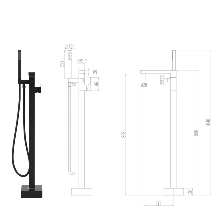 Robinet De Cadă Independent, Negru, 90 Cm, Oțel Inoxidabil