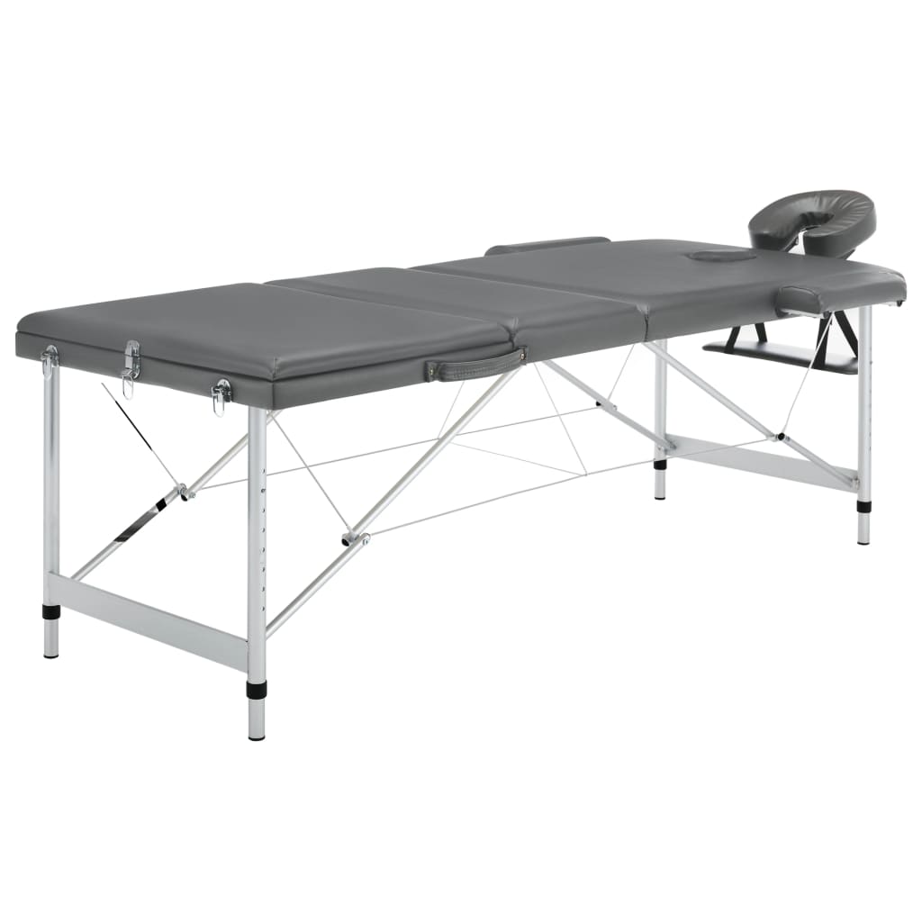 Masă De Masaj Cu 3 Zone, Cadru Aluminiu, , 186 X 68 Cm