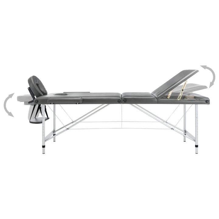 Masă De Masaj Cu 3 Zone, Cadru Aluminiu, , 186 X 68 Cm