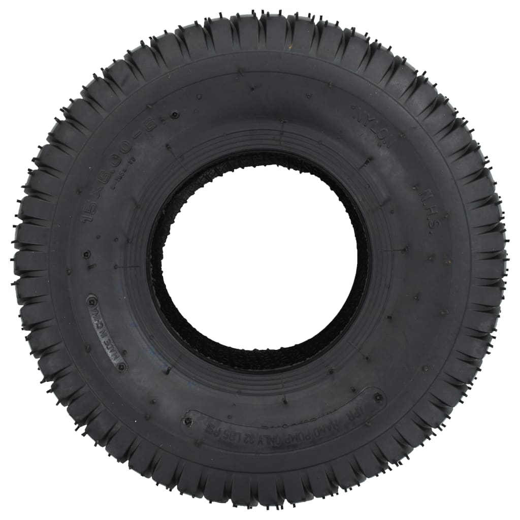 Set Anvelopă Roabă & Cameră, 4 Buc., 15X6.00-6 4Pr, Cauciuc