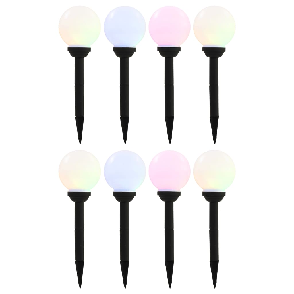 Lămpi Solare De Exterior Cu Led, 8 Buc., 15 Cm, Rgb, Sferic