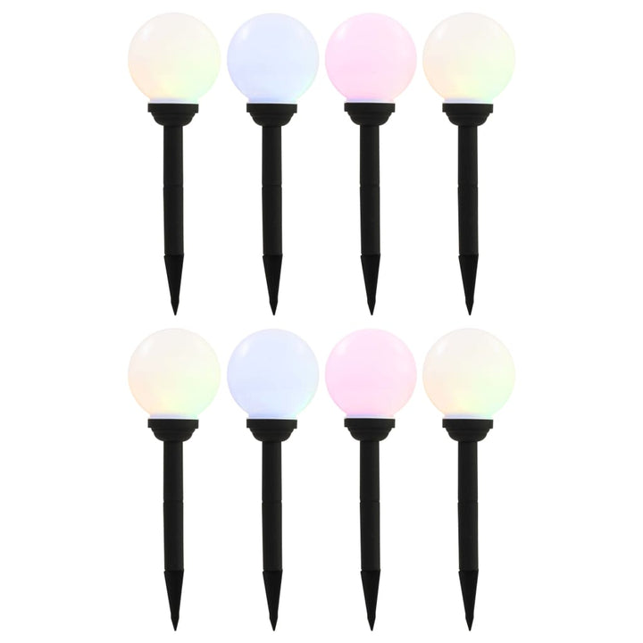 Lămpi Solare De Exterior Cu Led, 8 Buc., 15 Cm, Rgb, Sferic
