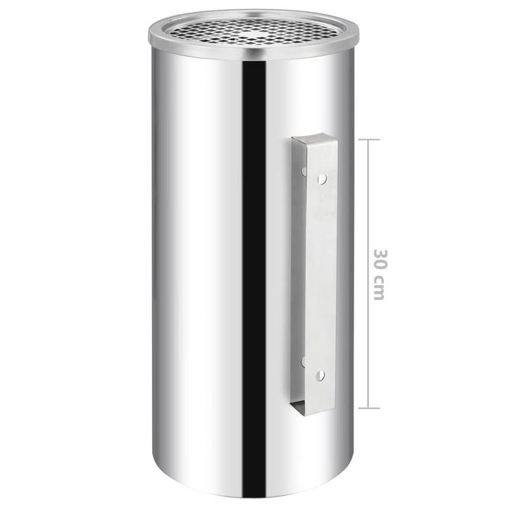 Coș De Gunoi De Perete Cu Scrumieră, Oțel Inoxidabil, 26 L