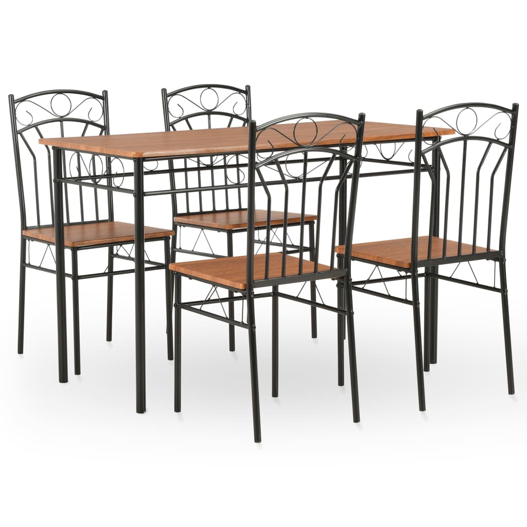 Set Mobilier De Bucătărie, 7 Piese, Maro, Mdf Și Oțel