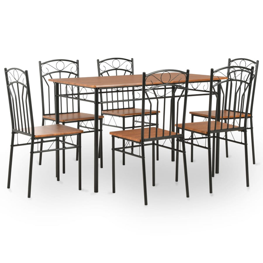 Set Mobilier De Bucătărie, 7 Piese, Maro, Mdf Și Oțel