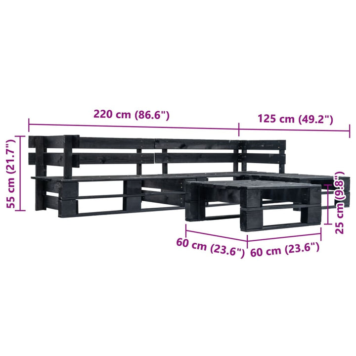 Set Mobilier De Grădină Din Paleți, 4 Piese, , Lemn