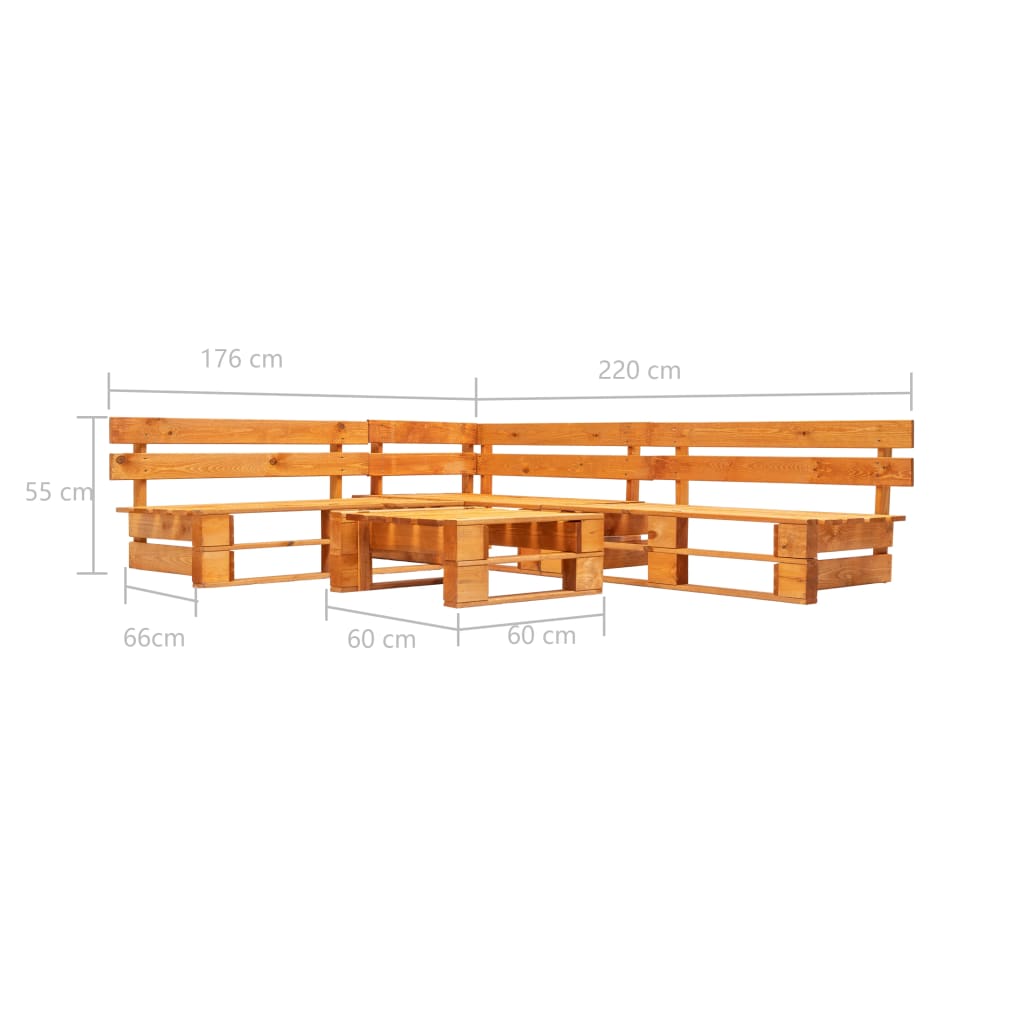 Set Mobilier Grădină Din Paleți, 4 Piese, , Lemn