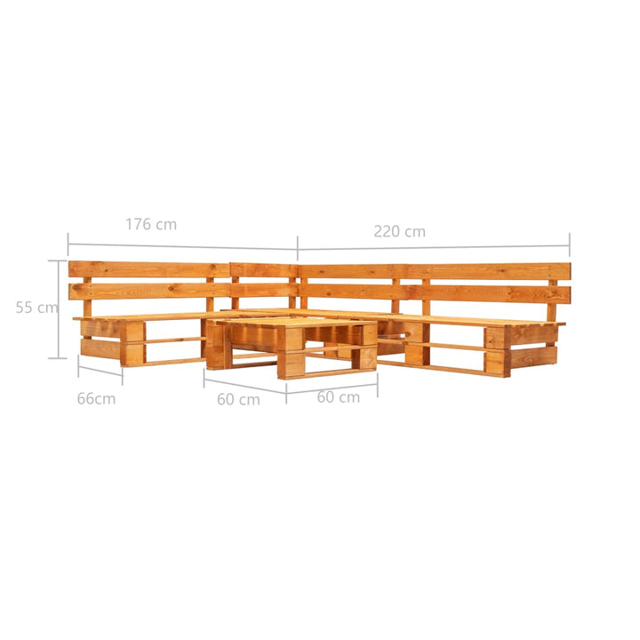 Set Mobilier Grădină Din Paleți, 4 Piese, , Lemn