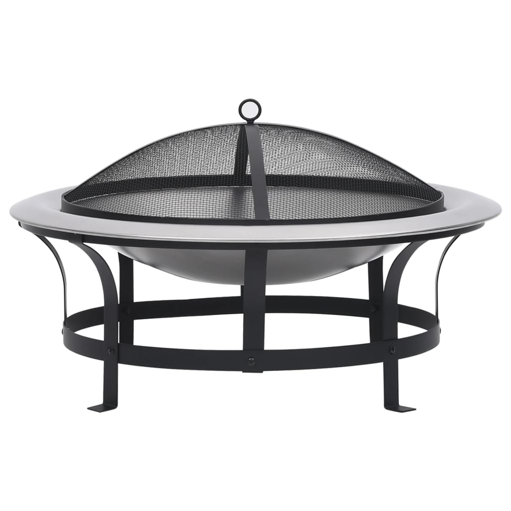 Vatră De Foc De Exterior Cu Grătar, 76 Cm, Oțel Inoxidabil