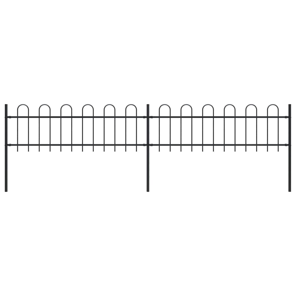 Gard De Grădină Cu Vârf Curbat, Negru, 1,7 M, Oțel