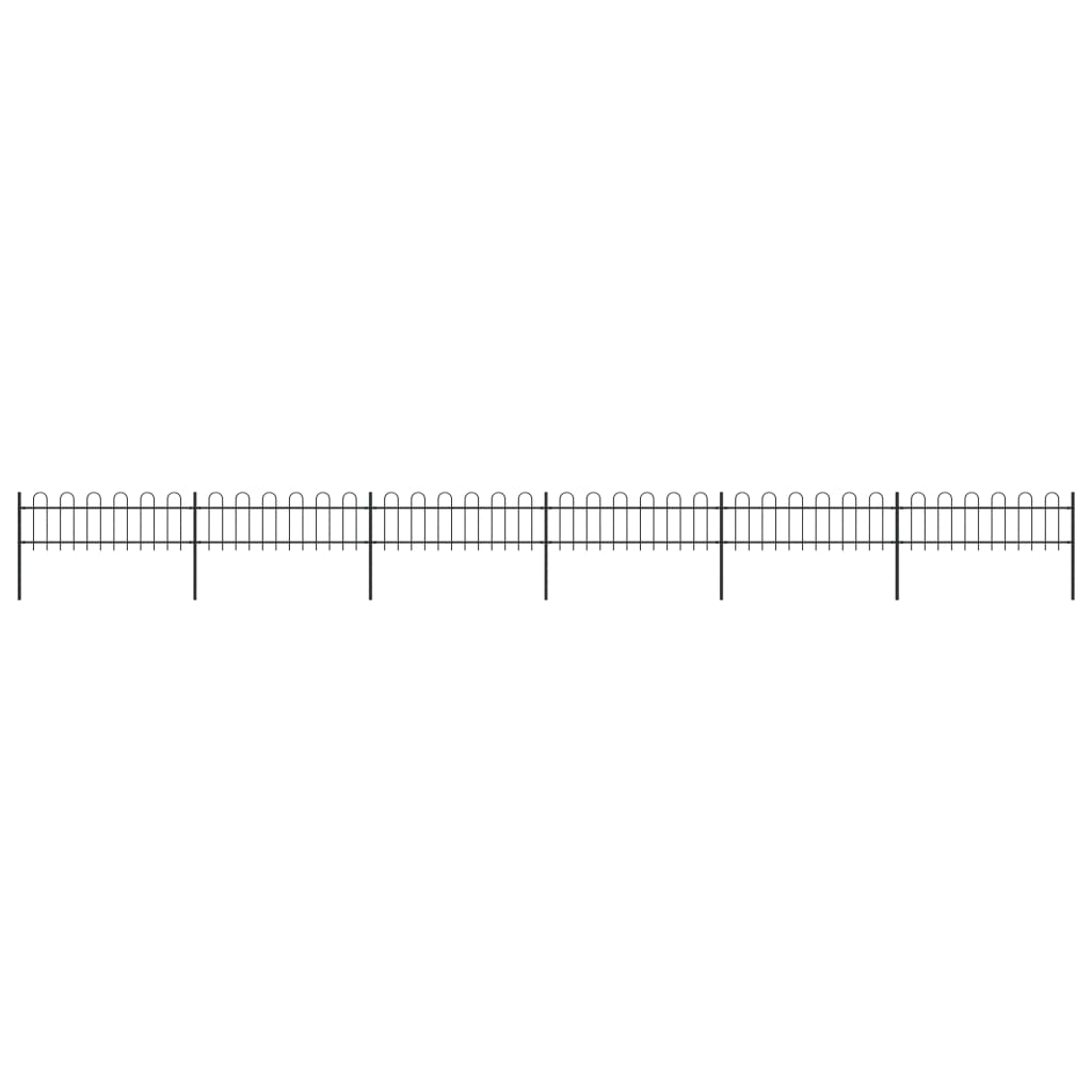 Gard De Grădină Cu Vârf Curbat, Negru, 1,7 M, Oțel