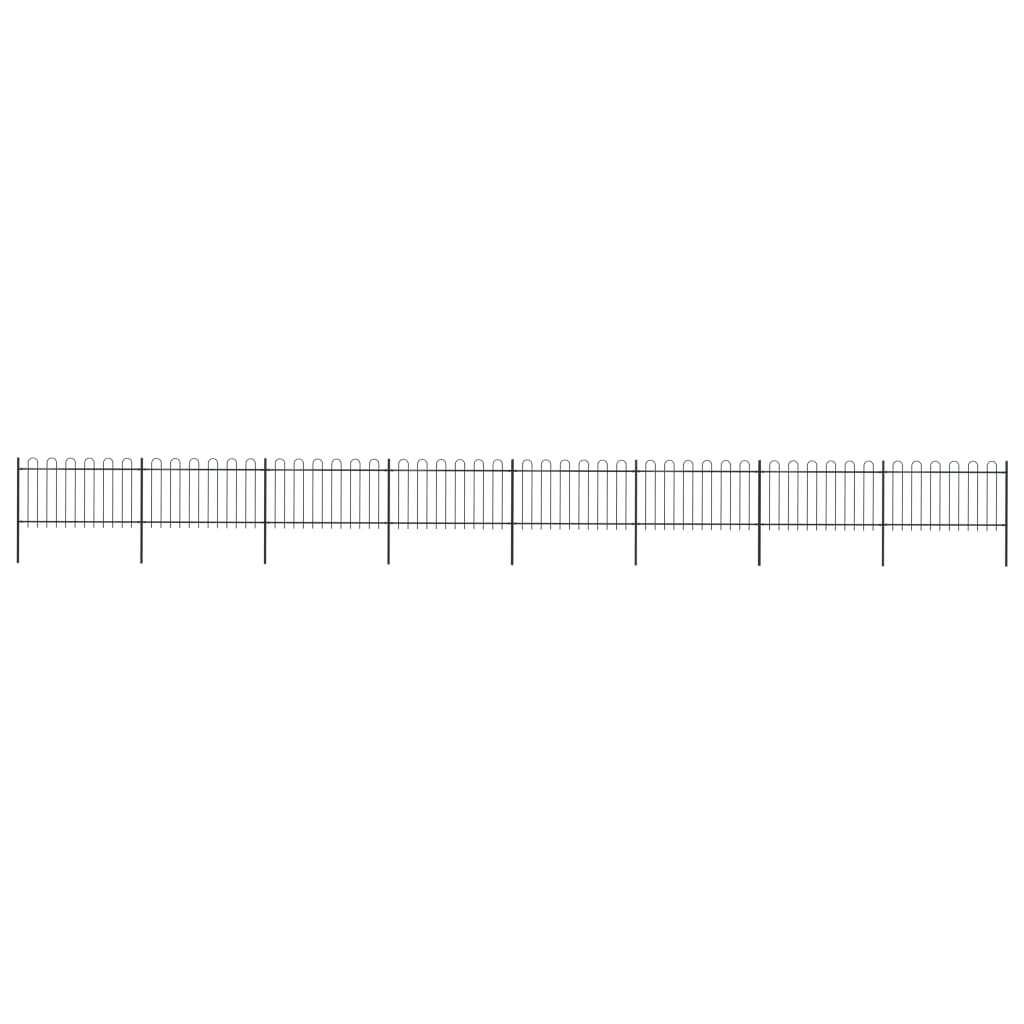 Gard De Grădină Cu Vârf Curbat, Negru, 1,7 M, Oțel