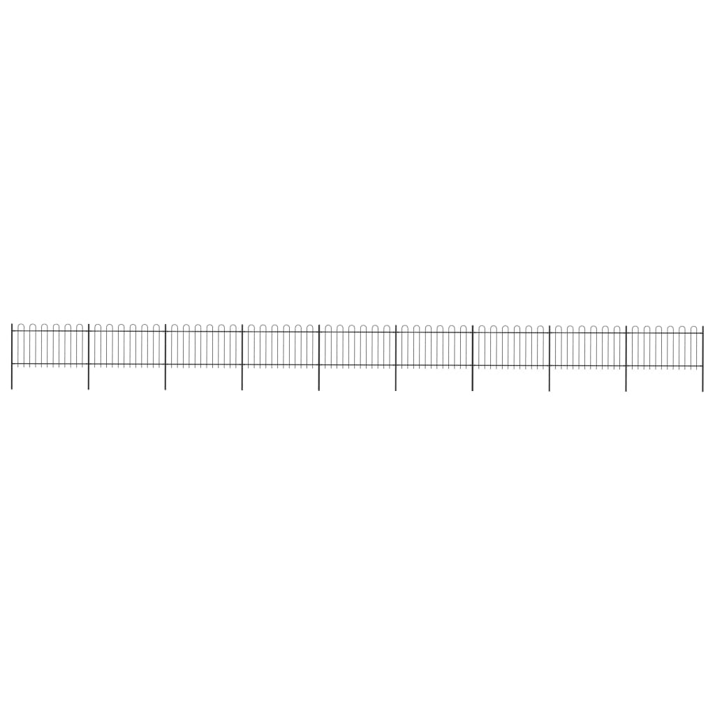 Gard De Grădină Cu Vârf Curbat, Negru, 1,7 M, Oțel