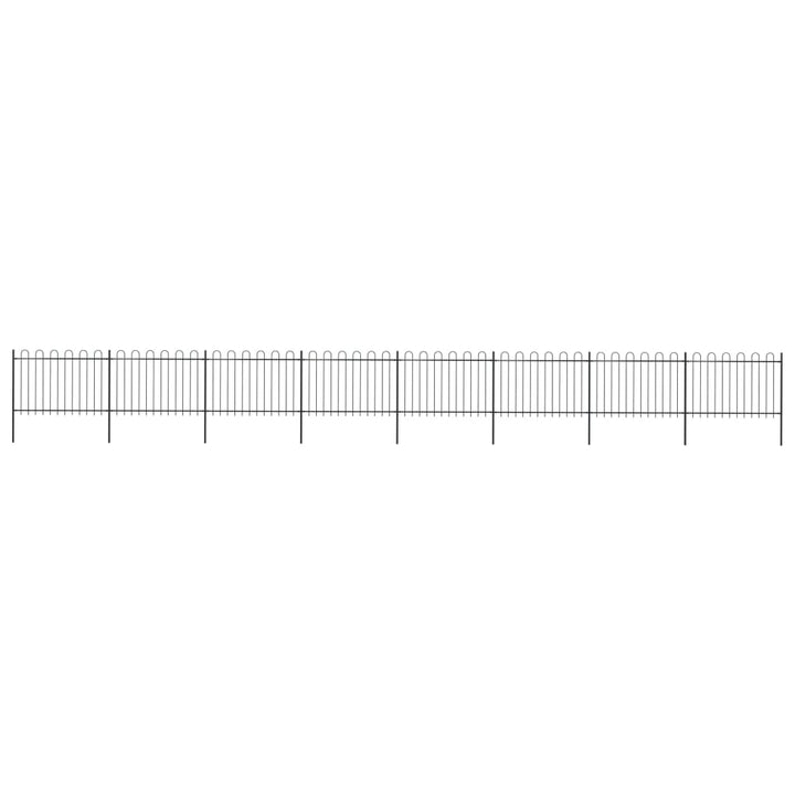 Gard De Grădină Cu Vârf Curbat, Negru, 1,7 M, Oțel